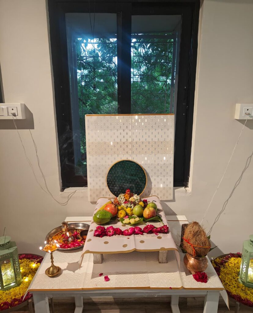 Ganpati festival celebration setup at WFH Safalya Coworking Space Nagpur.